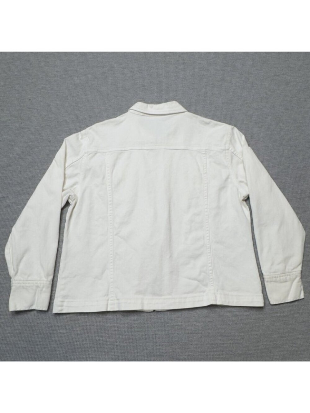 NorthCrest Denim Jacket Womens Sz Large White Full Zip Long Sleeve Chest Pockets - Picture 4 of 16